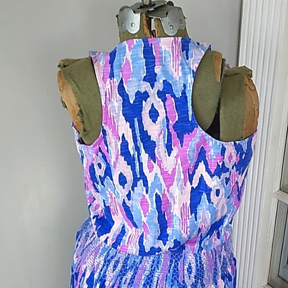 LILLY PULITZER PREPPY 100% COTTON SMOCKED WAIST NAVAJO PRINT DRESS WOMANS S. - Picture 5 of 6